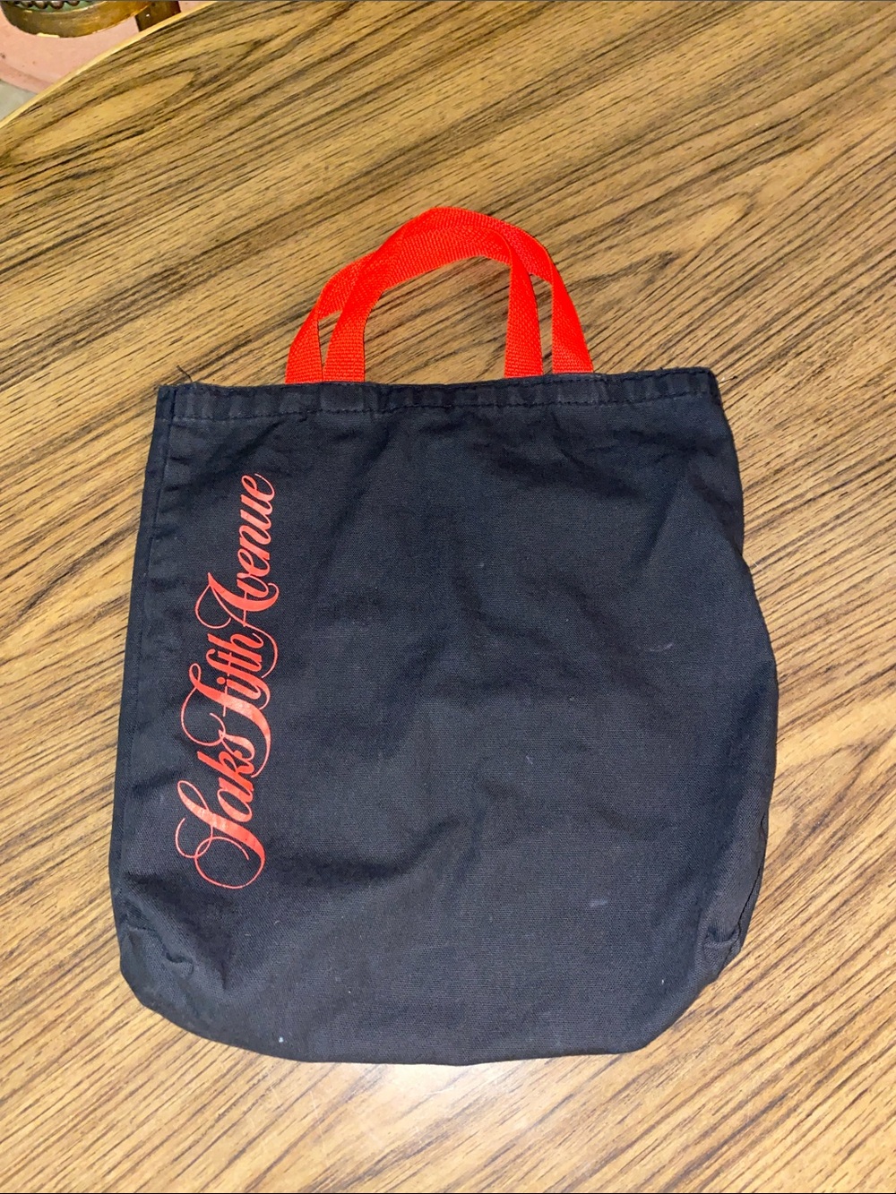 Vintage 80’s Saks Fifth Avenue Black Tote with Red Handles